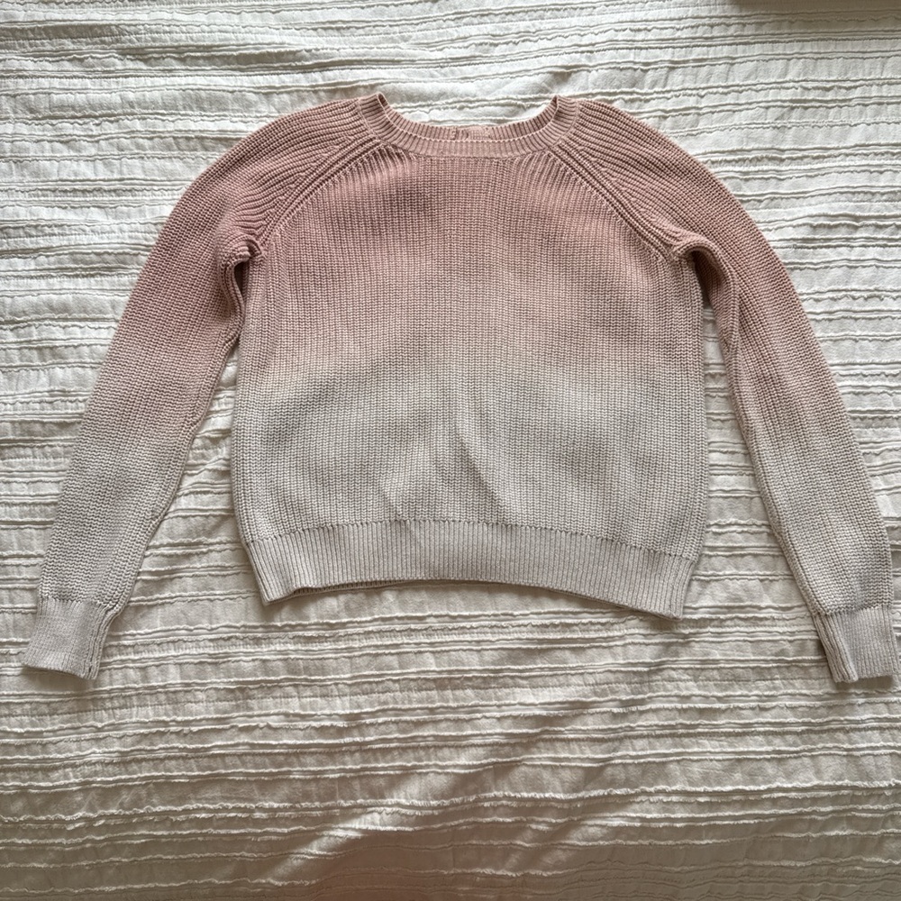 Lucky Brand Pink and Cream Crew Neck Sweaters